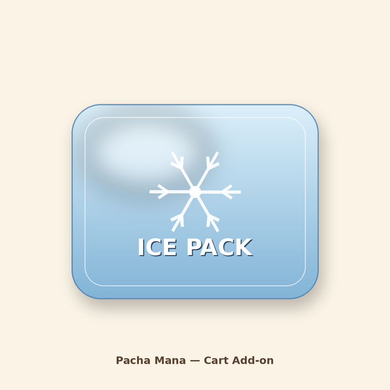 Ice pack — keeps cacao cool during warm-weather shipping