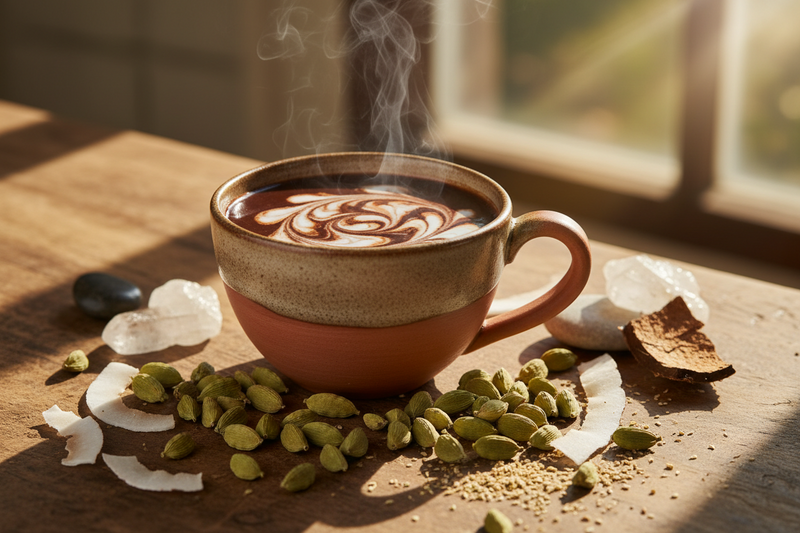 Coconut Cardamom Ceremonial Cacao for Mornings: Bright, spicy, and grounding