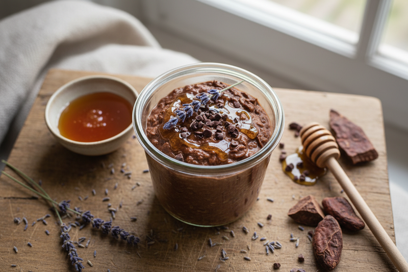 Lavender Honey Ceremonial Cacao Overnight Oats: A simple 5-minute ritual recipe